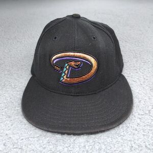 Vintage New Era Arizona Diamondbacks Baseball Hat Black Fitted 7 1/8 100% Wool